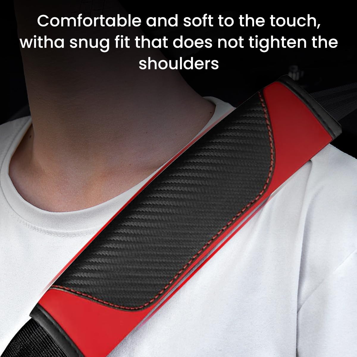 STHIRA® 2pcs Seat Belt Pad PU Leather Foam Seat Belt Pad Neck Protection Shoulder Protection Car Seat Belt Pad Universal Foam Strap Pad for Car Seat Belts Car Interior Accessories