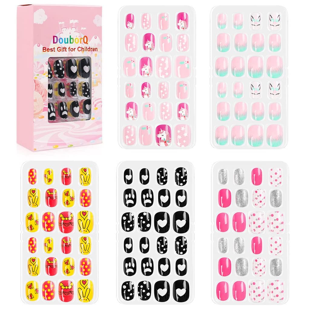 MAYCREATE Kids Press on Nails for Girls including 120pcs Acrylic Designs with ABS Material | Fun Gift for Parties and DIY Nail Art