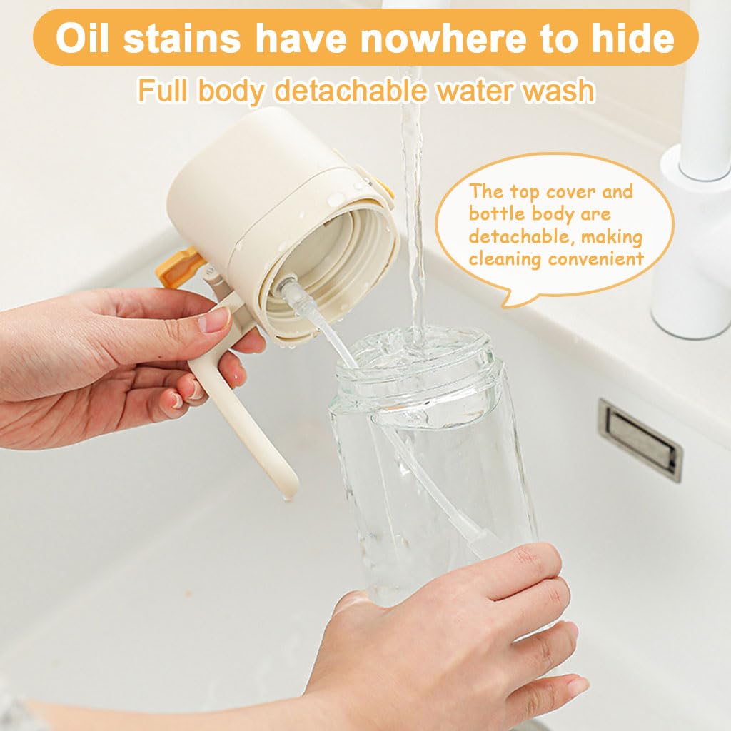 Zibuyu Olive Oil Sprayer for Cooking with Dual Spray or Pour Nozzle 580ml Dark Amber Glass