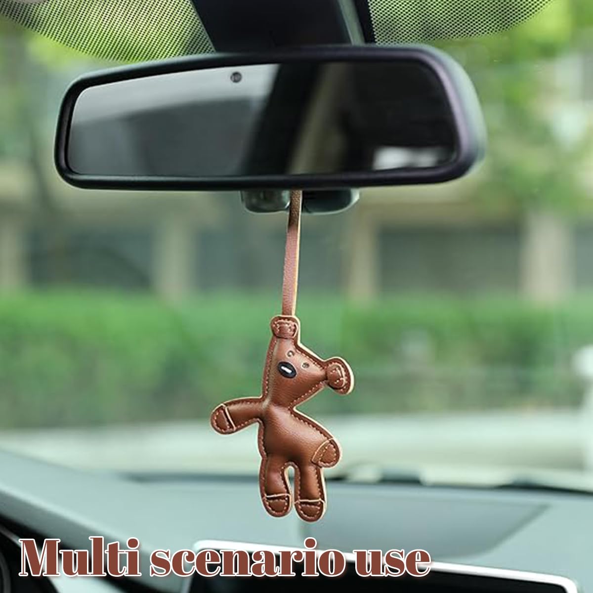 Zibuyu Bag Charm for Backpack or Handbag featuring PU Brown Bear Pendant | 2PCS Keyring Set