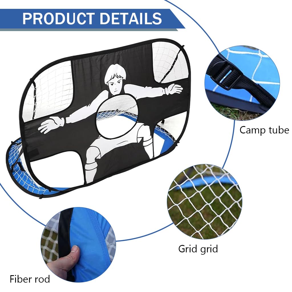 Proberos Football Goal Post Net Set for Training with 6x4ft Steel Frame and Snap-Lock Assembly | Portable Indoor Outdoor Practice