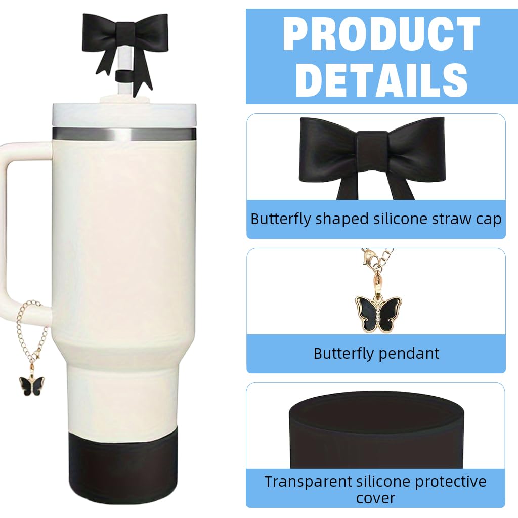 HASTHIP Cup Accessories for Stanley featuring 9 pcs straw covers and handle charm set | spill proof plug and bottom sleeve