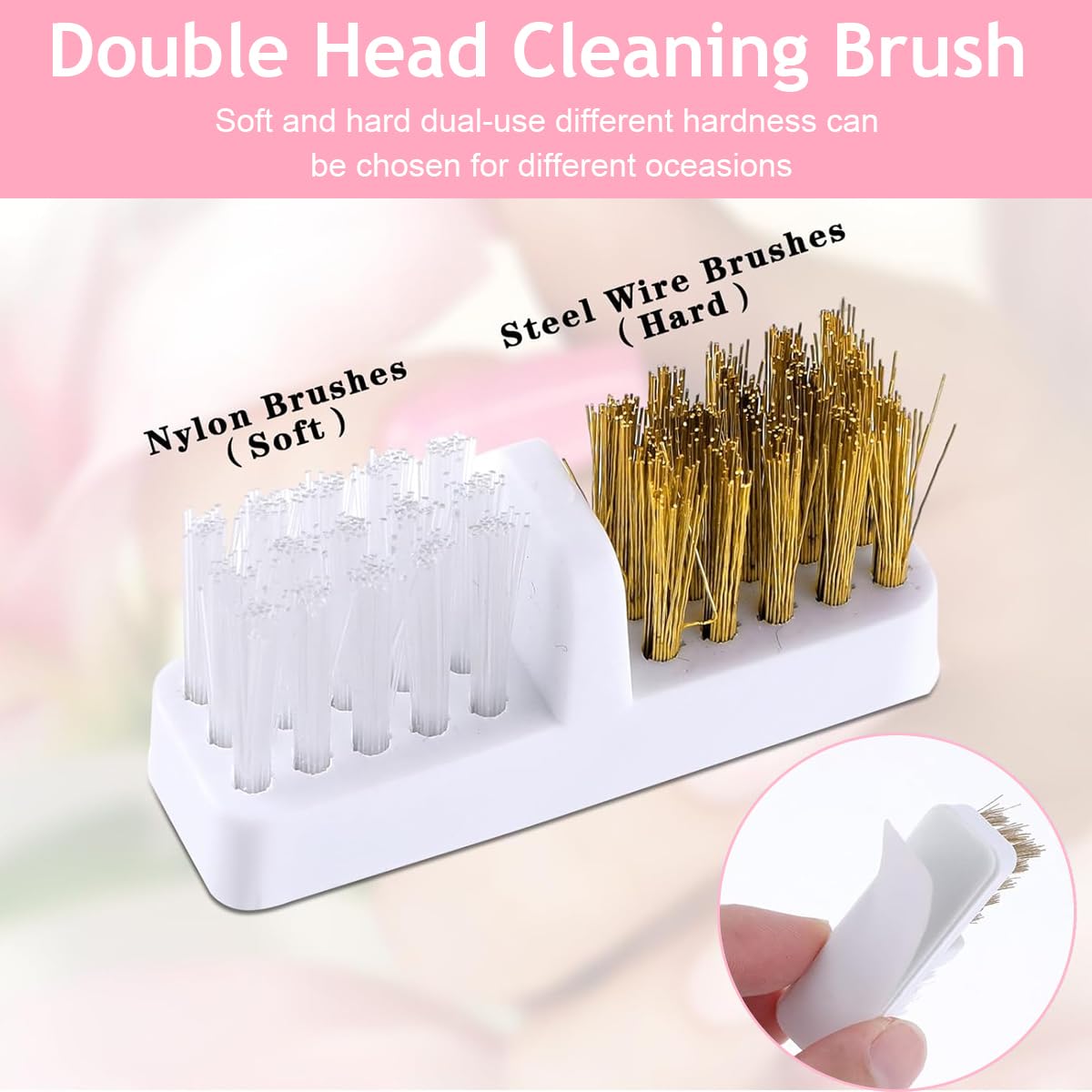 MAYCREATE Nail Drill Bits Organizer with 30 Holes and Dual Integrated Cleaning Brushes | Portable Storage Box for Professional Nail Care