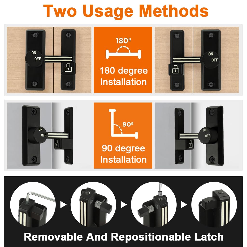 HASTHIP Door Latch for Gate Door Closet and Cabinet with 90 Degree Design | Zinc Alloy Security Lock