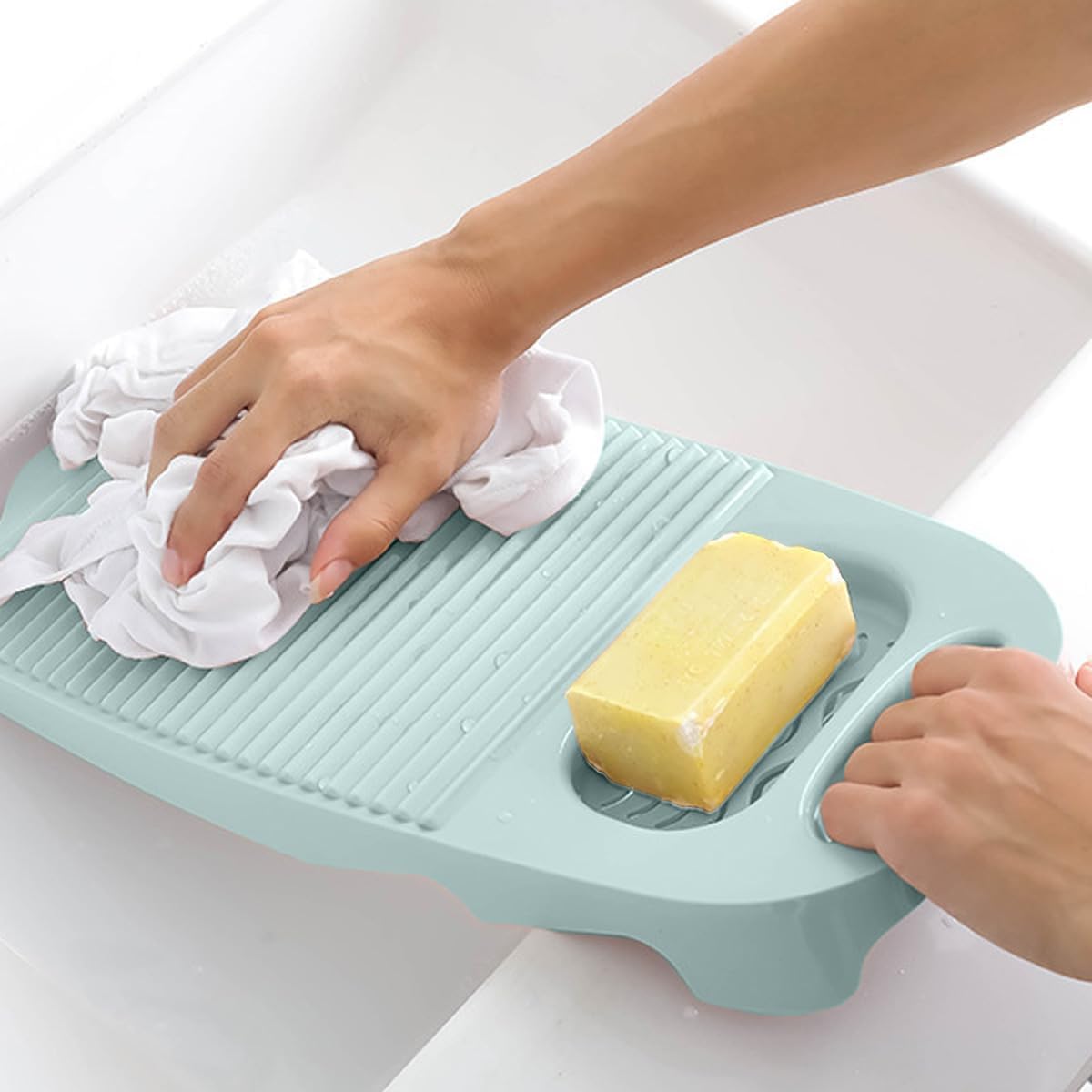 HASTHIP Wash Board for Hand Washing Clothes with Built-In Soap Slot and Non-Slip Grips | ABS Laundry Scrub Pad for Home and Dorm Use