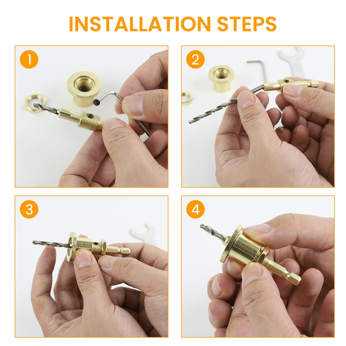 Serplex Carbide Tipped Countersink Drill Bit Set for Woodworking with 5 Pcs 2.8–4 mm | Featuring Adjustable Low Friction Depth Stop