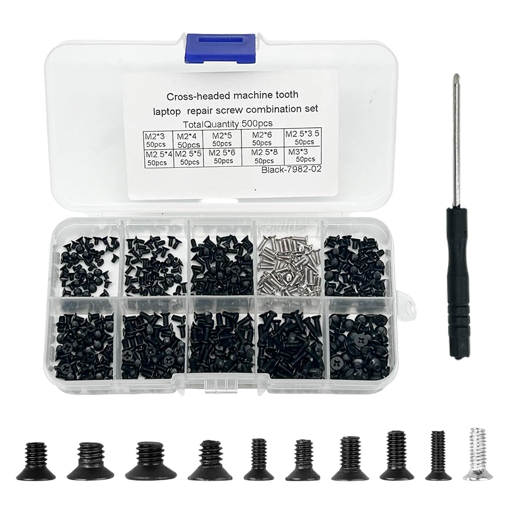 Serplex Phillips Head Screws Kit for Laptop Repair with 500pcs M2 M2.5 M3 & Screwdriver