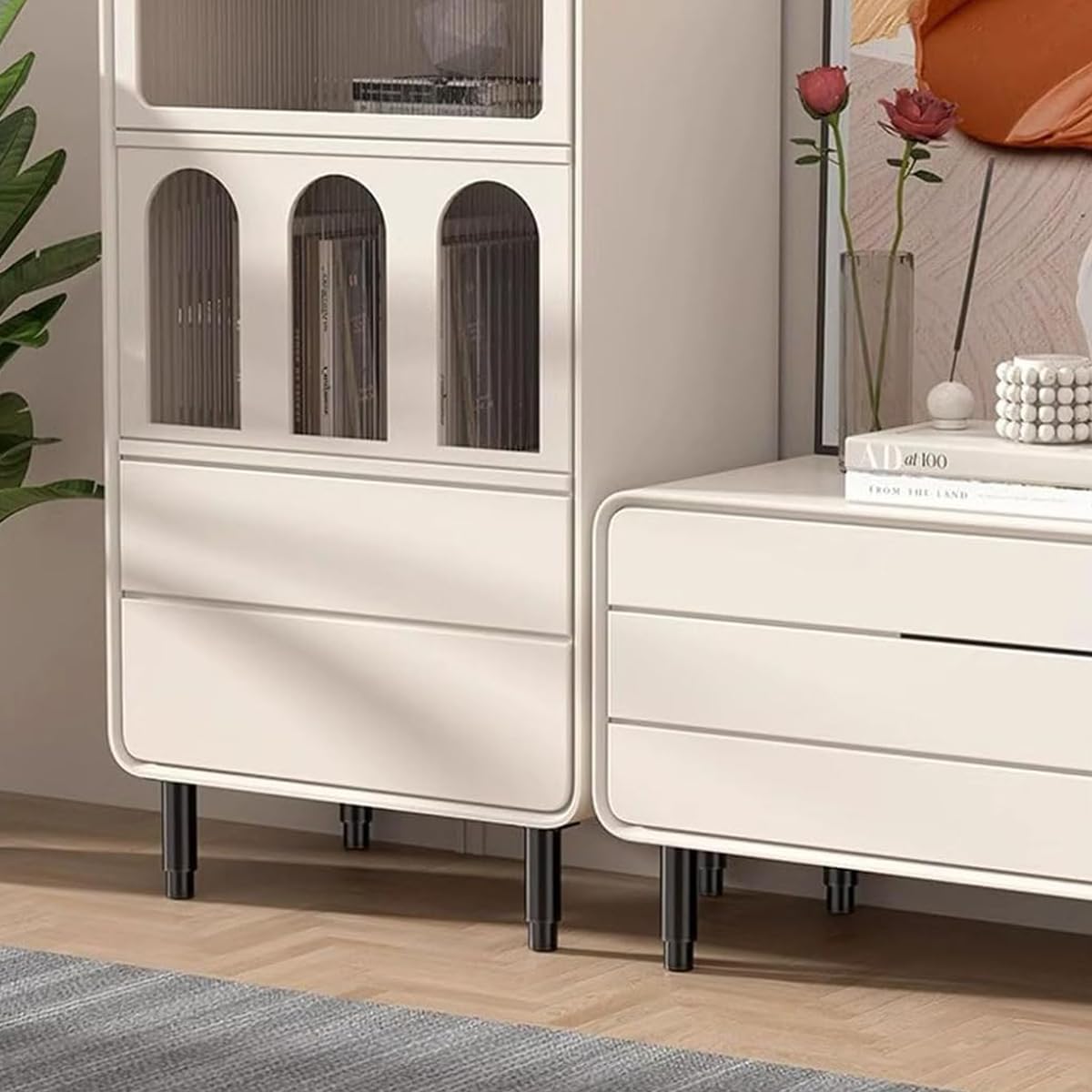 HASTHIP Adjustable Furniture Legs for Bed Sofa Cabinet with 80–120mm Telescopic Metal Alloy Wheels