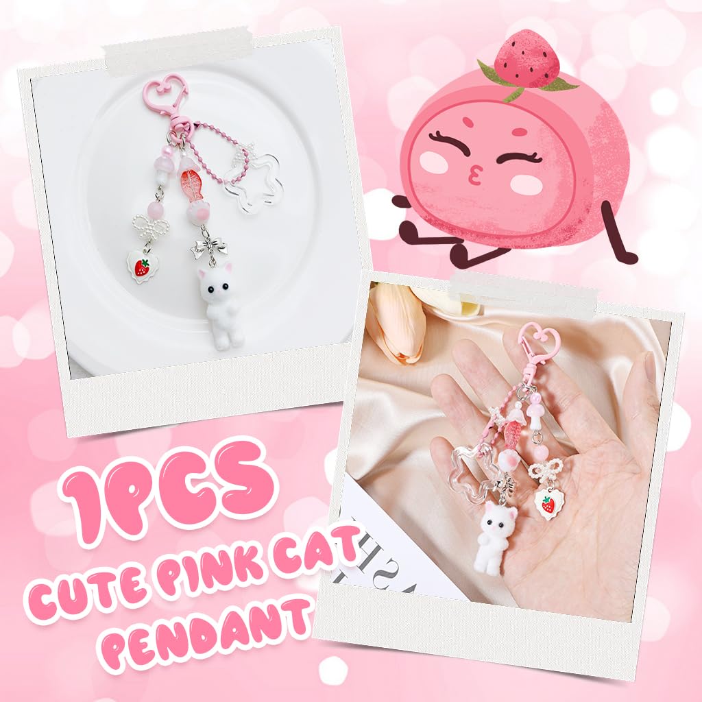 PATPAT Kawaii Kitten Bag Charm for Handbags with Heart-Shape Clasp and Star Pendant Gift for Girls