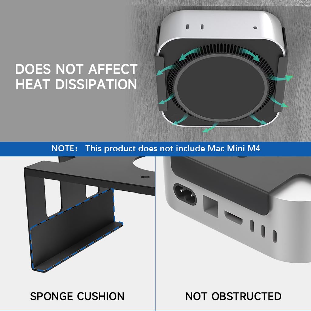 ZORBES Mac Mini M4 Mount for Under Desk or Wall with Screw Fix & Metal Bracket | 2 PCS Organizer