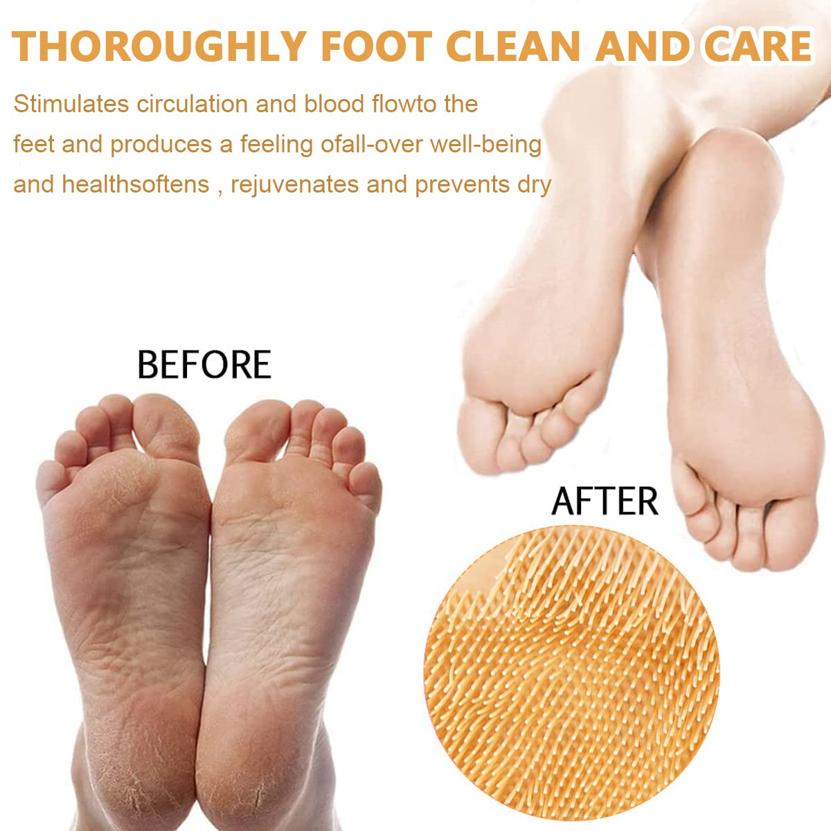 HANNEA Shower Foot Massager Scrubber for Bath with Suction Cups & 28.5×20.5 cm Mat | Silicone Bristles Cleaner