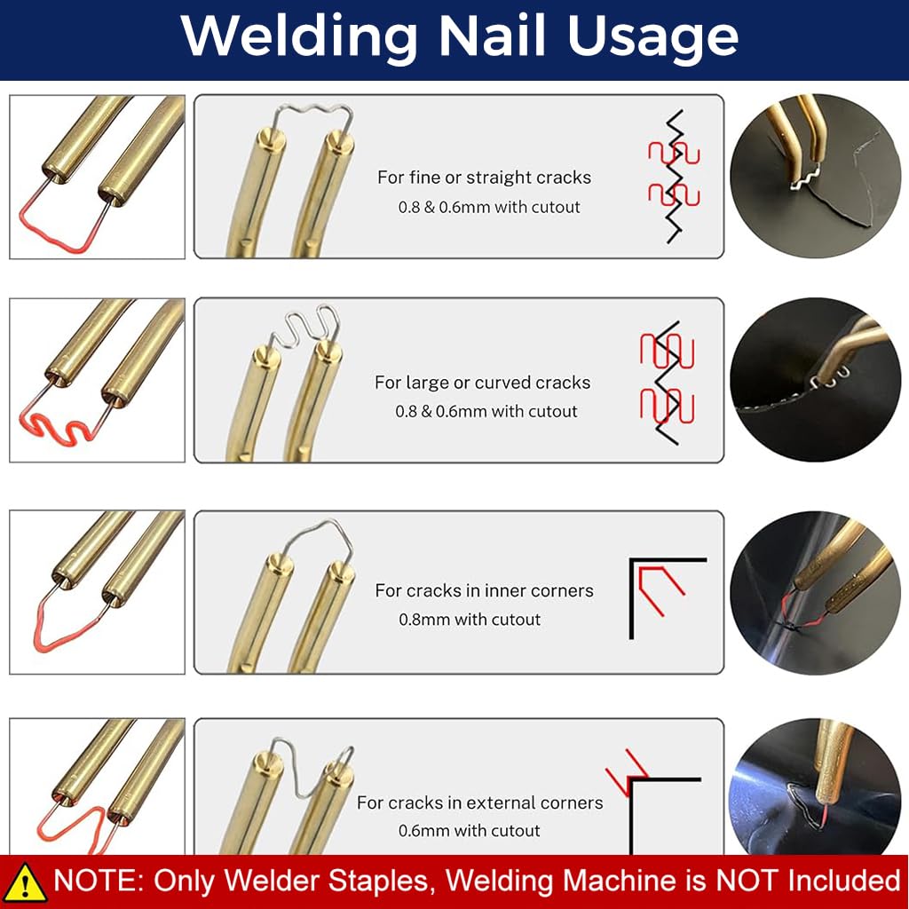 Serplex® 600Pcs Plastic Hot Stapling Welder Staples, Plastic Welding Staples, 6 Types Hot Staples for Repair All Car Bumpers, Plastic Cracks or Breaks, Plastic Parts