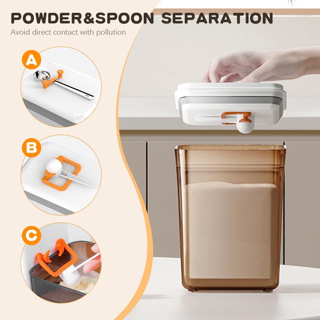 SNOWIE SOFT® Baby Formula Storage Container 59.8Oz/1700ml Milk Powder Container Dispenser Press-down Airtight Food Containter BPA Free Food Container Moisture-proof Food Container, Brown