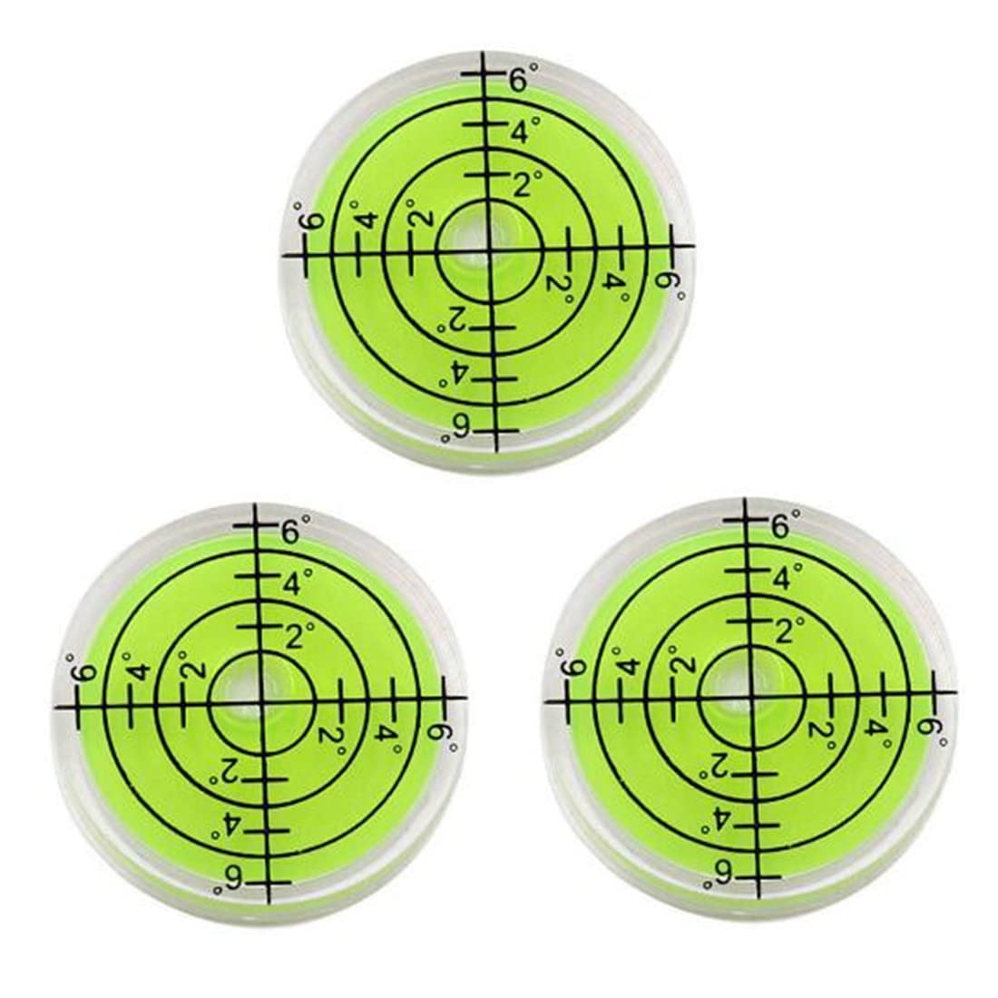 Serplex® 3Pcs Circular Bubble Level Bullseye Level Acrylic Green Mineral Spirit Circular Level 360-Degree Leveling with Concentric Circles Marks Mini 3.2cm Diameter Pocket Bubble Level