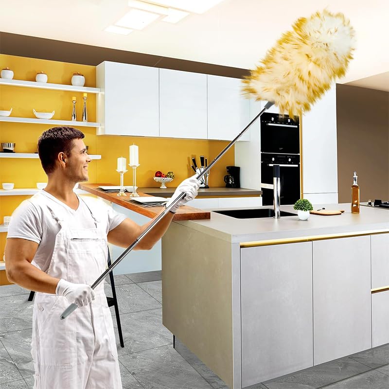 Supvox Telescopic Duster for Ceiling and Home Cleaning with Static Cling Wool Head 55 in