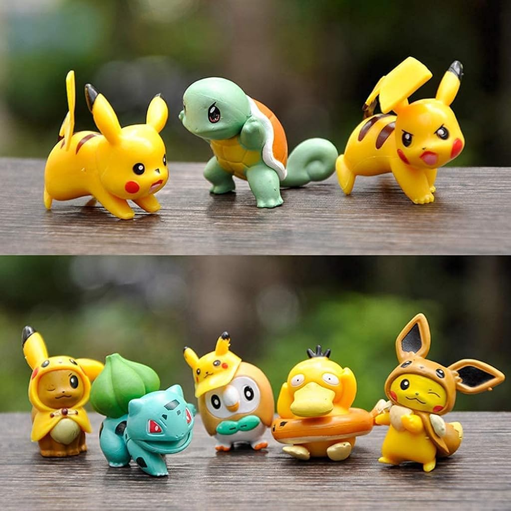 HASTHIP® 8 Pcs Mini Pikachu Figurines Miniature Animal Statue Fairy Garden Accessories Bonsai Craft for Garden Decoration Car Interior Decoration (Yellow)