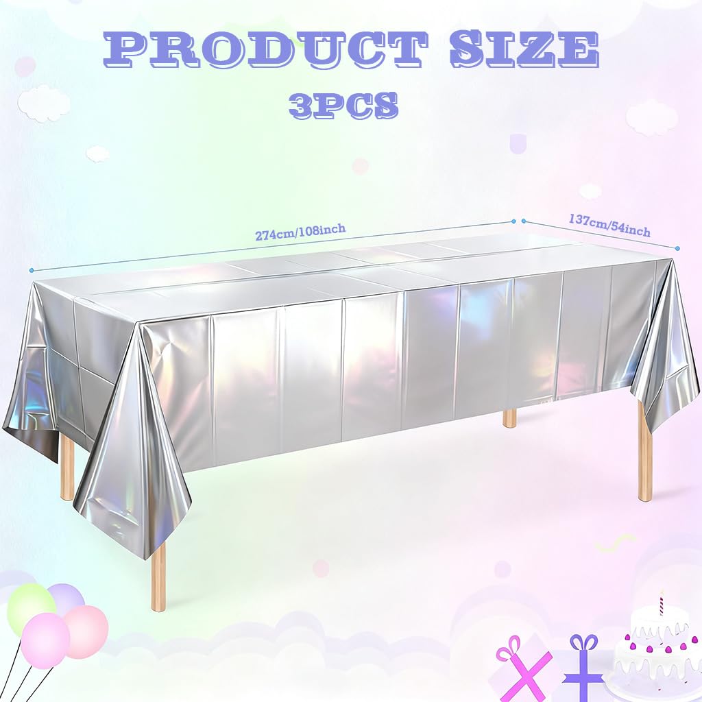 Supvox Tablecloths for Ocean and Beach Parties featuring 54×108 in Waterproof Plastic | Metallic Blue 3 Pack