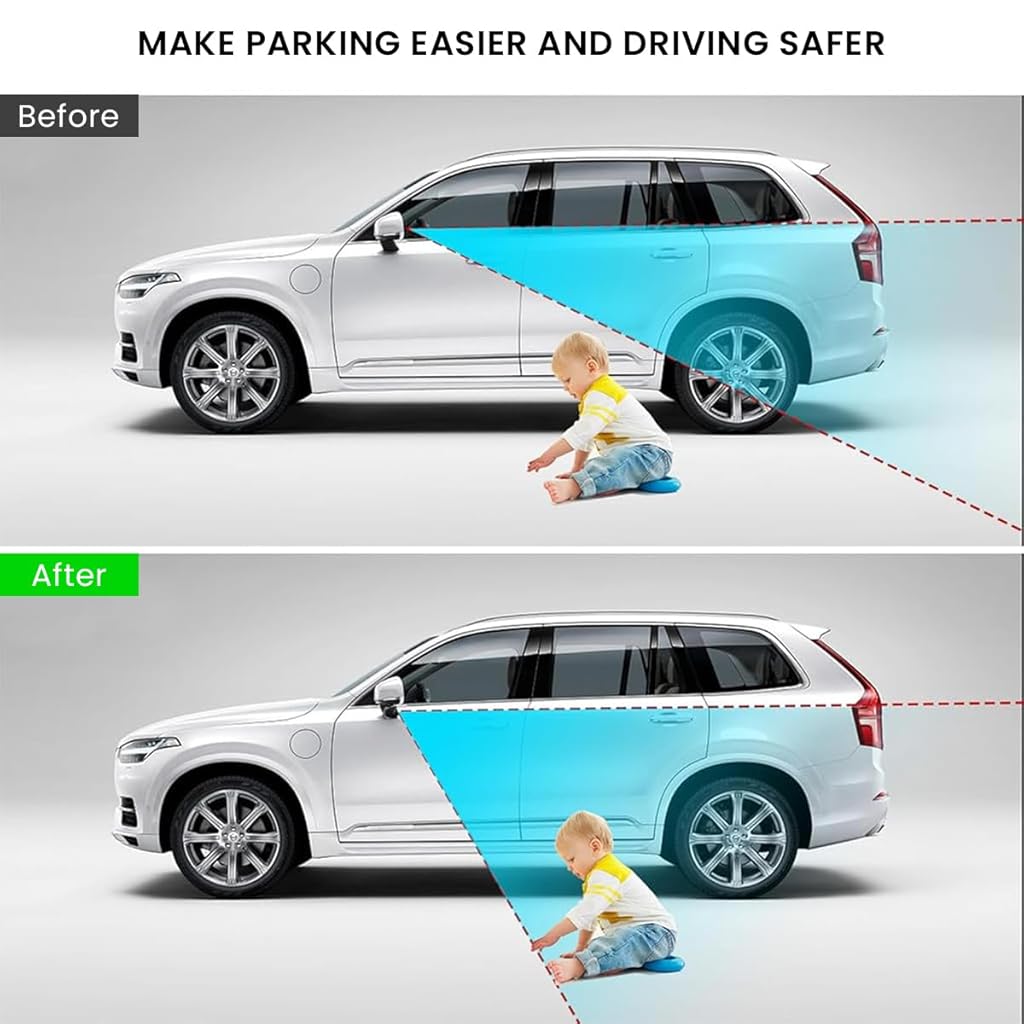 STHIRA® 2PCS Blind Spot Mirror For Car Curved HD Outside Strong Backing Glue 360° Fine Adjusting For Van SUV Trucks