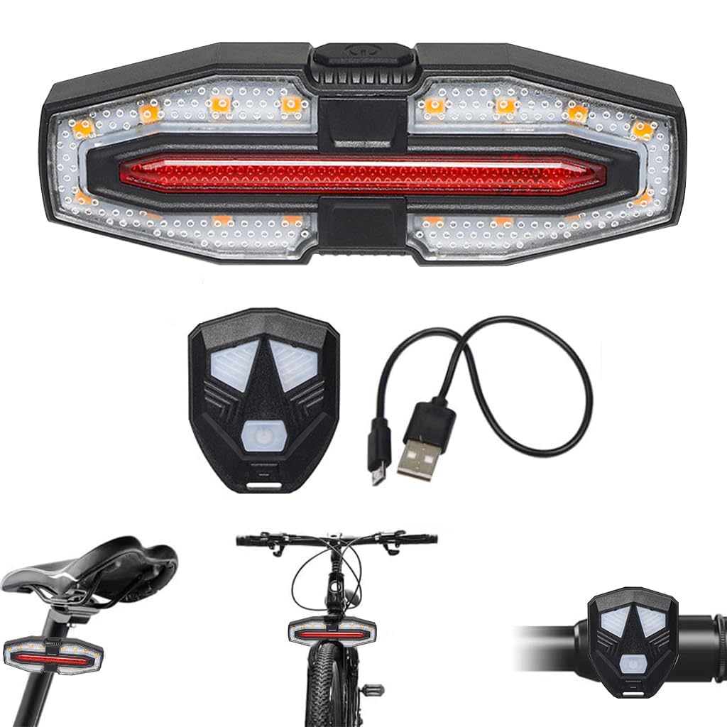 Proberos® Waterproof Bike Tail Turn Signal Light with Remote Control High Brightness Dual Color LED Bike Warning Light with 3 Modes USB Rechargeable LED Turn Siginal Light for Bike, Motorcycle