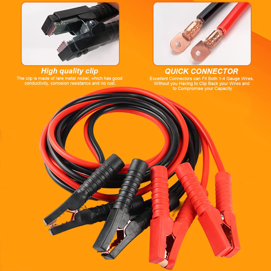 STHIRA Jumper Cable for Car Battery featuring Quick Contact Plugs and 4M 2000A Copper Clamps | Flexible TPE Wire