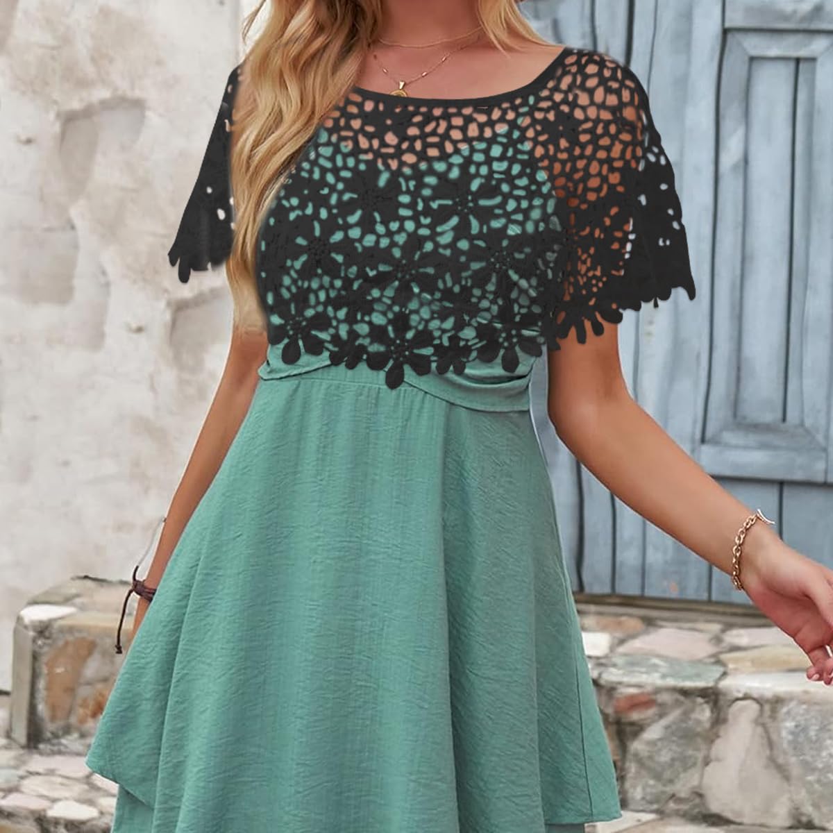 PALAY Knitted Shawl Capes for Women featuring Floral Crochet Pattern | Elegant Beachwear Cover Up