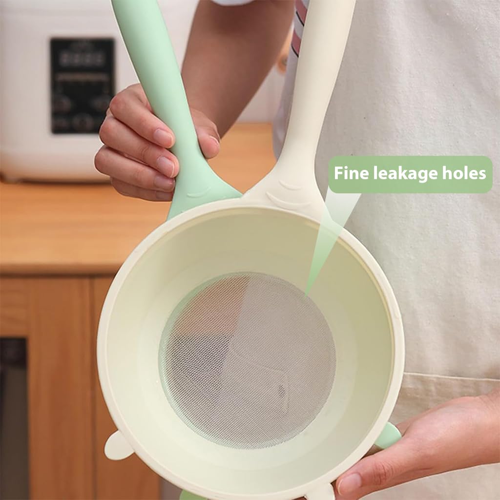 HASTHIP Rice Strainer for Kitchen with 7 in Fine Mesh Sieve and Long Handle | PP Basket Set