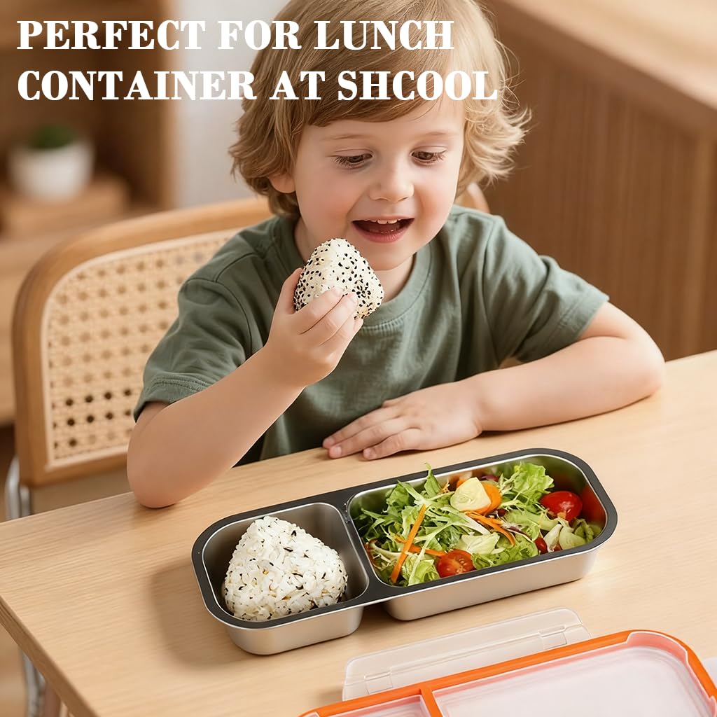 Supvox Food Container 700ml for Meal Prep with Two Compartments and Clear Seal Lid | Stainless Steel Storage Box