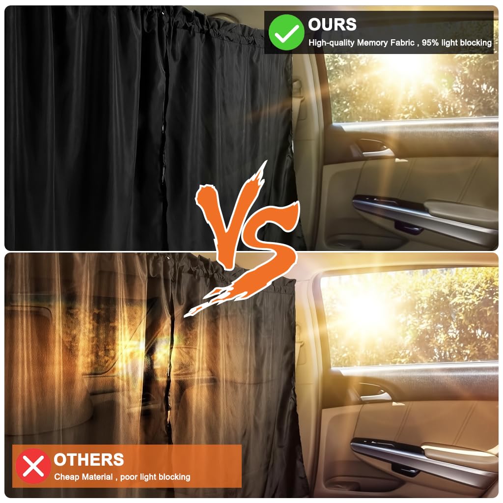 STHIRA Car Blackout Curtain for SUV and Van 140x80cm with Tension Cords | Privacy Divider