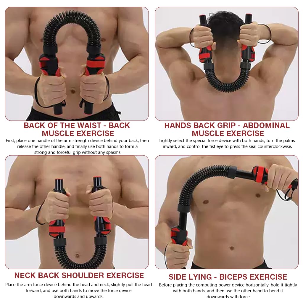 Proberos Power Twister Bar for Chest Arm & Shoulder Workout with 110lbs–154lbs Resistance | Carbon Steel Build and Ergonomic Rubber Grip