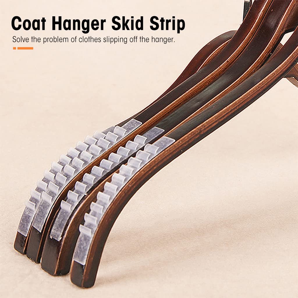 HASTHIP Non Slip Hanger Grips for Wood Hangers with Adhesive Fins | 200 pcs Clear Rubber Strips 2.8×0.2 in