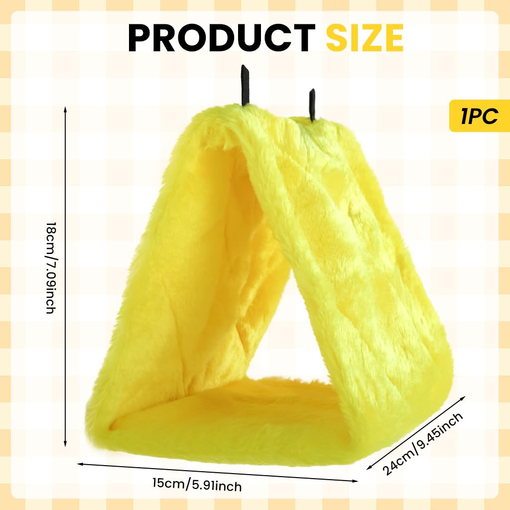 ZIBUYU Parrot Bird Cage Warm Plush Nest 24x15x18 cm with Hanging Rope | Yellow Cozy Hammock