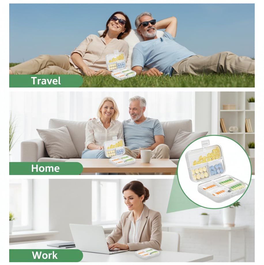 ZIBUYU 7 Day Pill Organizer with Snap Lock Leakproof Design for Daily Medication Storage