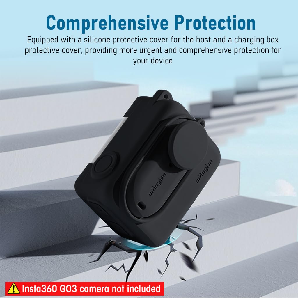 ZORBES Silicone Protective Case for Insta360 GO 3 with Detachable Lens Cover and Lanyard | Anti‑Scratch Camera Protection