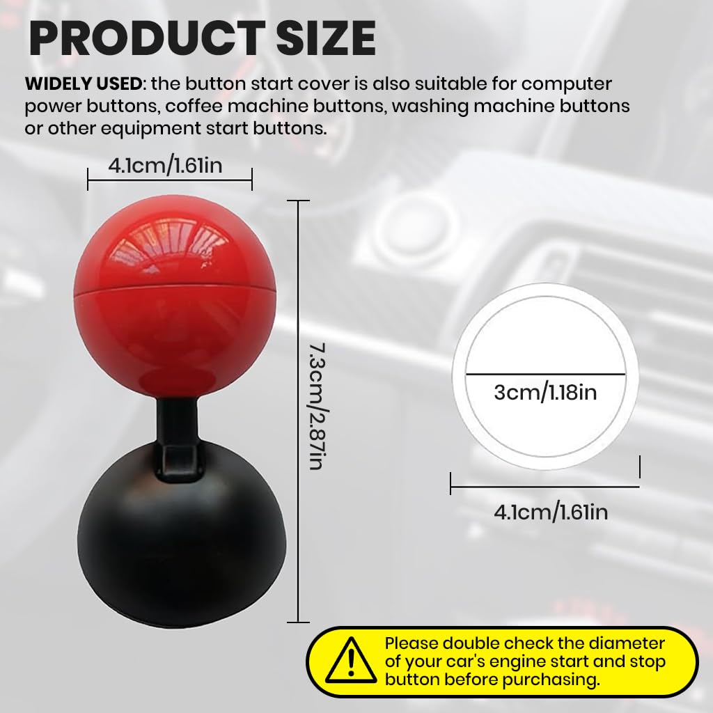 STHIRA Car Start Stop Button Cover for DIY Modification with Red Ball Design | Universal Fit