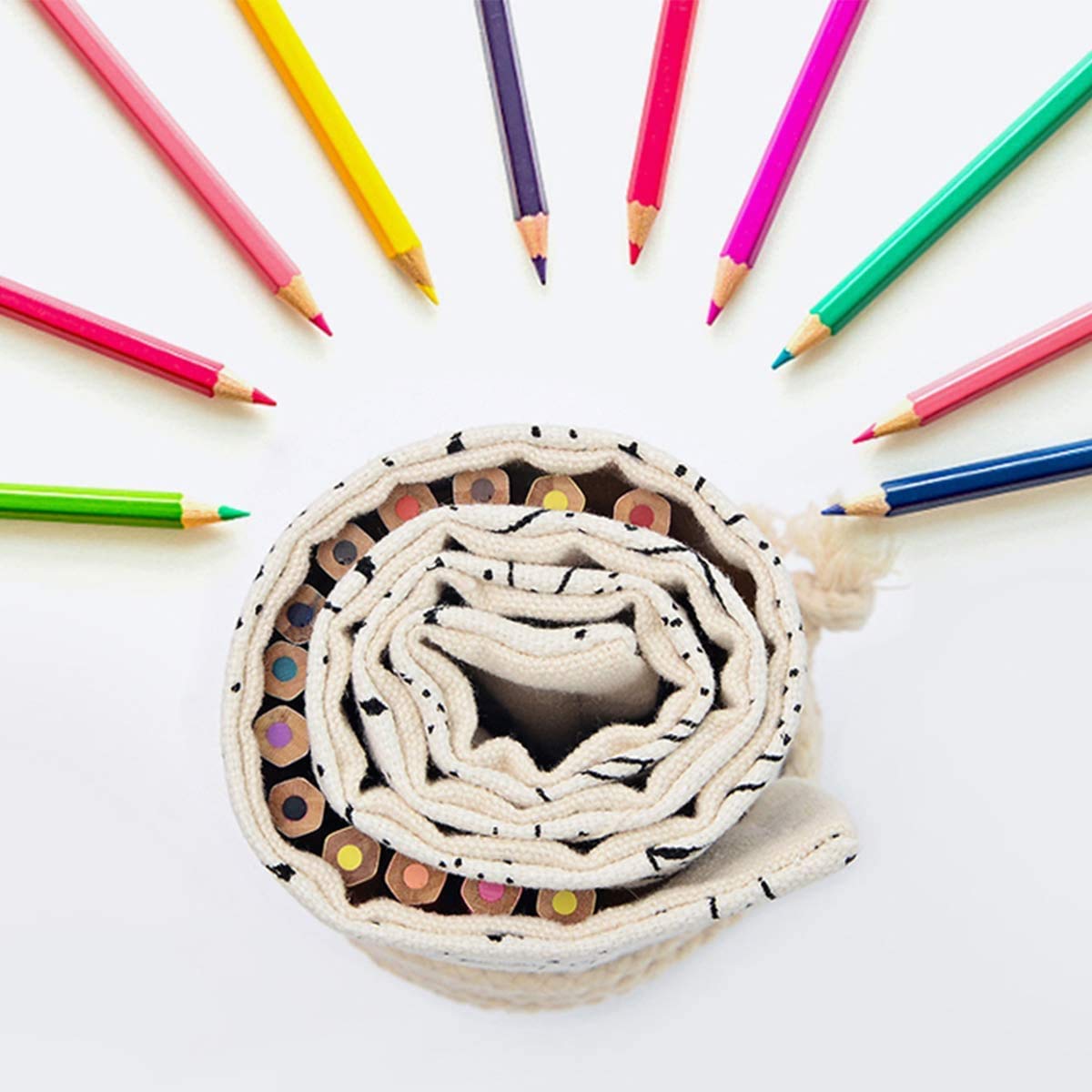 PATPAT Canvas Pencil Wrap Case for Sketching and Drawing with 48 Holes | Night Sky Pattern