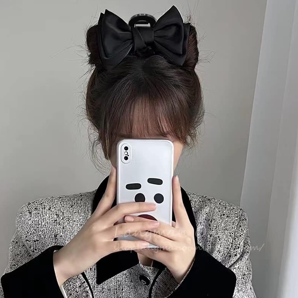 Venzina Hair Claw Clip for Women with Double Bow Design in Black | Secure Hold Styling Accessory