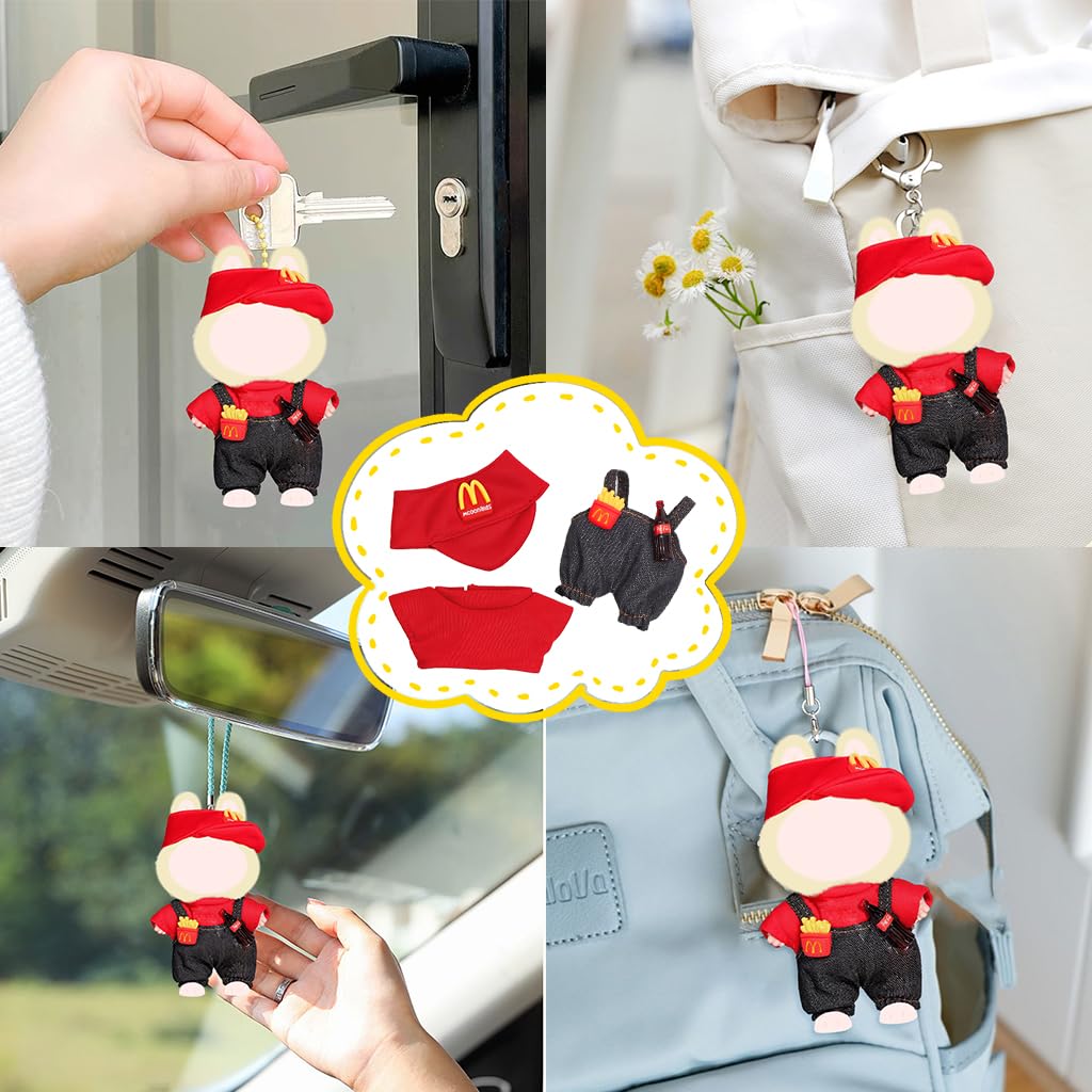 FANCYKU Collectible Figure Clothes for 4-6 Inch Monster Dolls with Jumpsuit and Red Shirt | Cute Mini Ensemble for Display and Collector Styling