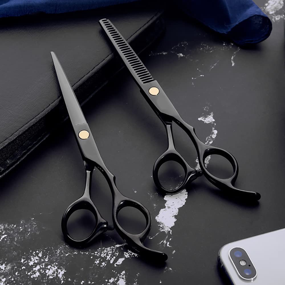 MAYCREATE Hair Cutting Scissors Set for Home Haircut with Adjustable Screw and 10 pcs Tools | Stainless Steel for Men Women and Kids