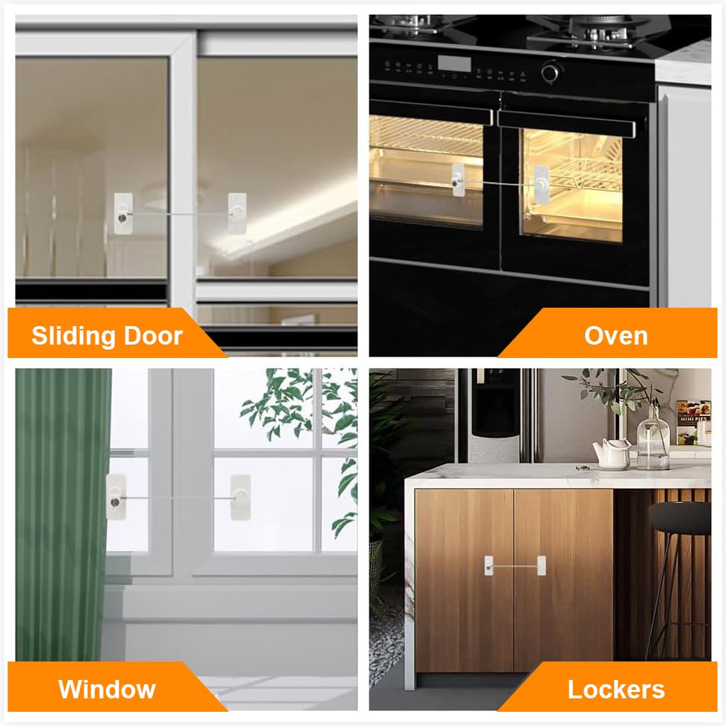 STHIRA Child Lock for Drawers and Refrigerator with Keys featuring Stainless Steel Chain | Self Adhesive 2Pcs Safety Device