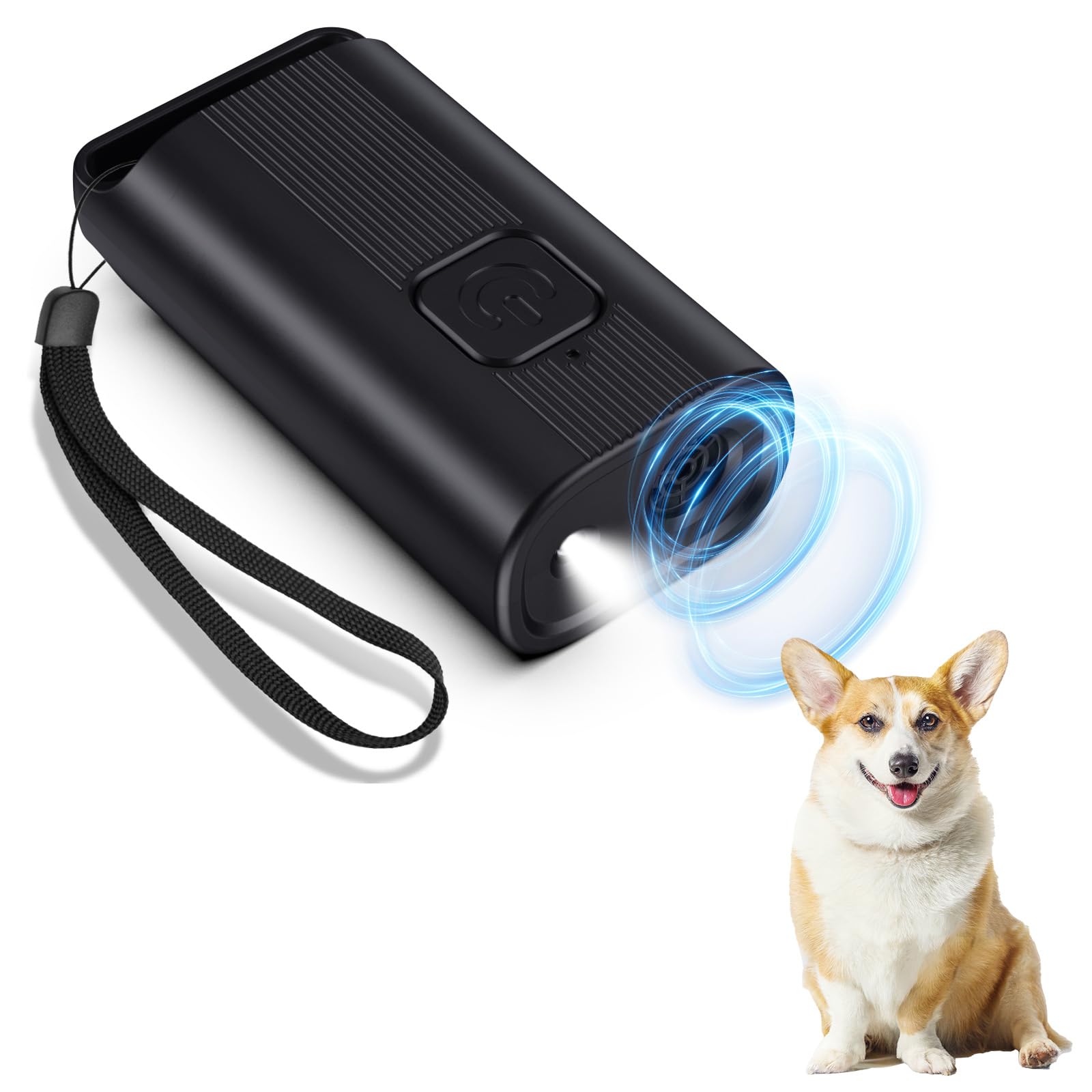 Qpets® Ultrasonic Bark Guard for Dogs, USB Mini Handheld Ultrasonic Bark Control Device with LED Light, 40khz Safe Non-Contact Ultrasonic Bark Stopper Dog Training Aid