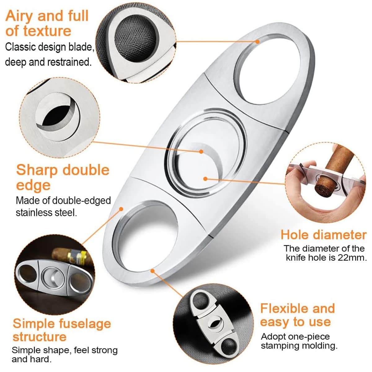 GUSTAVE® 2Pcs Cigar Cutter Cigar Lighter Set, Stainless Steel Cigar Cutter, Refillable Butane Lighter with Adjustable Flame, Perfect Combo of Cigar Accessories for Men - Without Gas