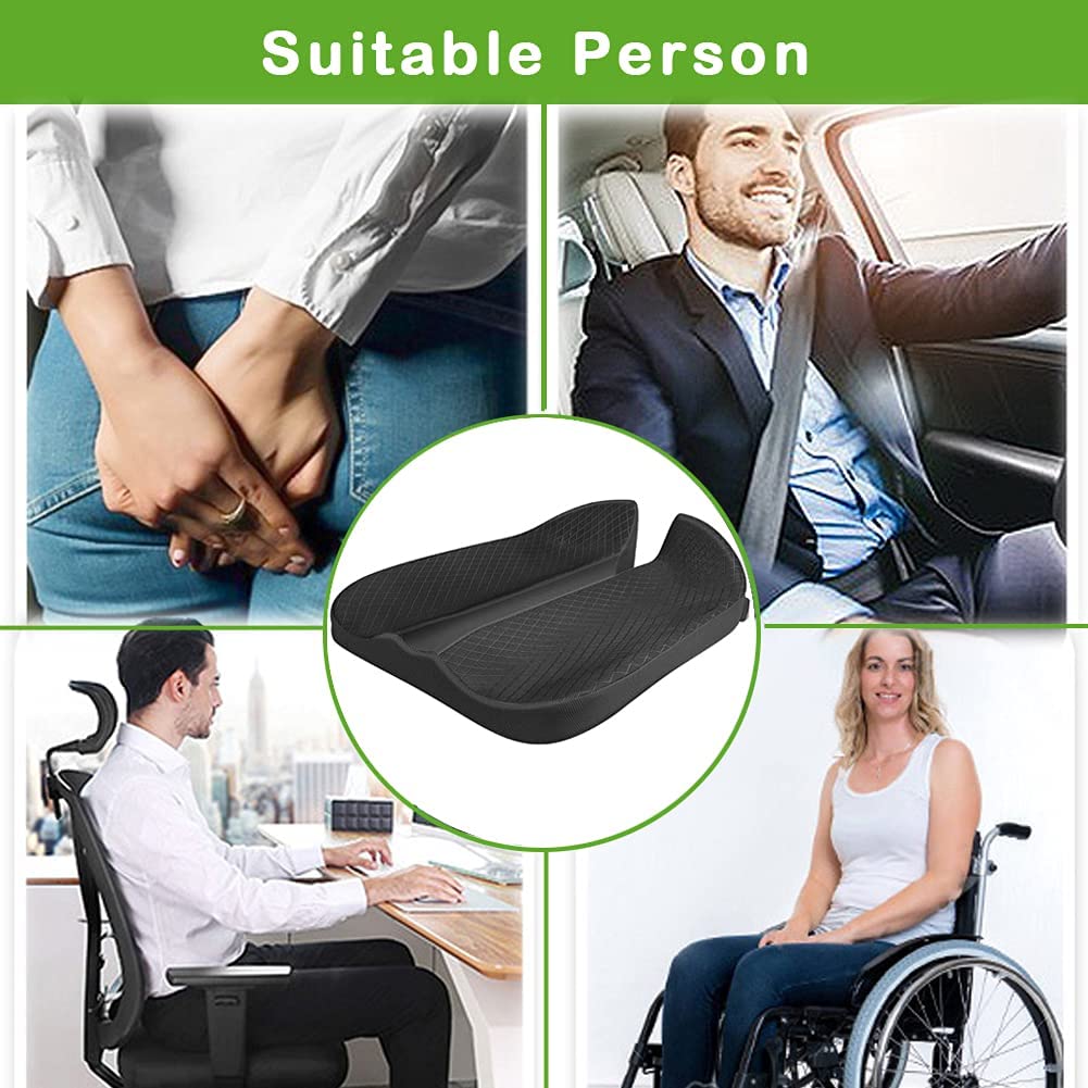 Memory Foam Car Seat Cushion for Lower Back Pain Relief with Anti Slip Bottom and Adjustable Belt | 43×47×15cm Breathable Pad for Office Chair and Wheelchair