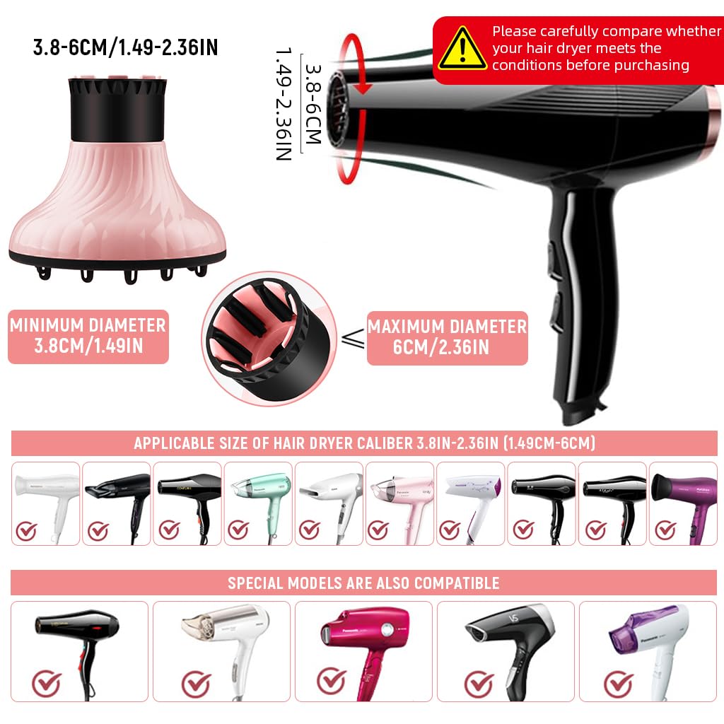 MAYCREATE Hair Dryer Diffuser for Blow Dryers 3.8–6 cm | Universal Snap‑On 2PCS Attachment