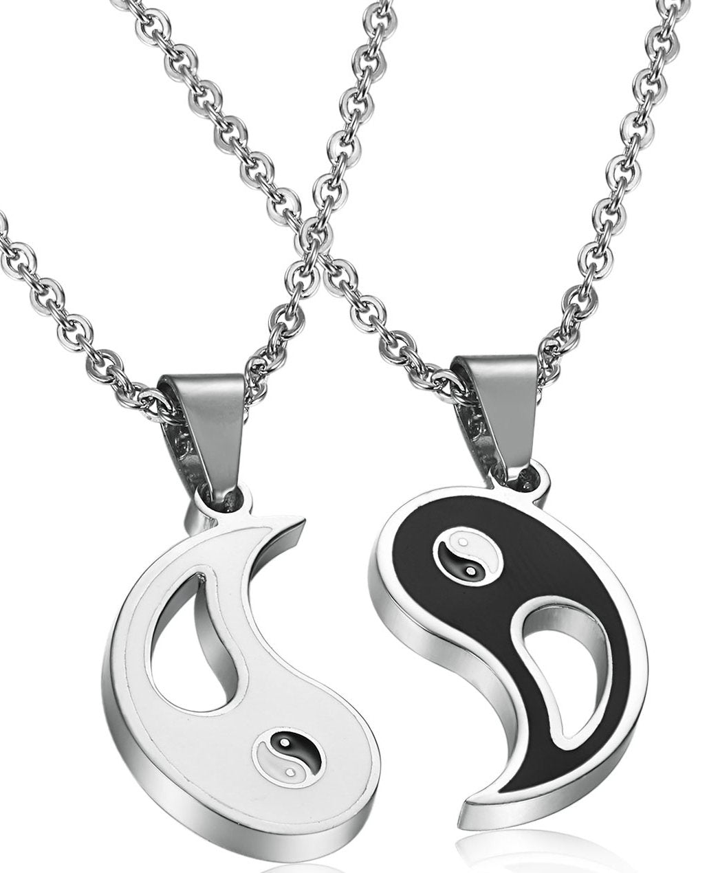 ZIBUYU Friendship Pendant for Women & Men Stylish Yin Yang Taiji Necklaces for 2 Best Friend Oriental Harmony Necklace for Girls, Boys Shining Necklace for Couple Pendant for Gifting - 2 Pcs