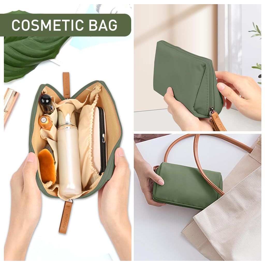 MAYCREATE Makeup Pouch Bag Set for Travel with Dual Zipper and Inner Pockets | Waterproof Polyester 2Pcs 18x14x5cm