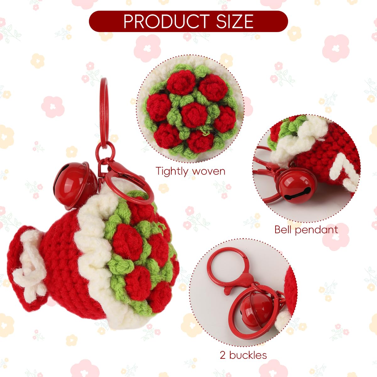 PATPAT Crochet Keychain featuring Handmade Crochet Flowers for Daily Use and Gift Ideas