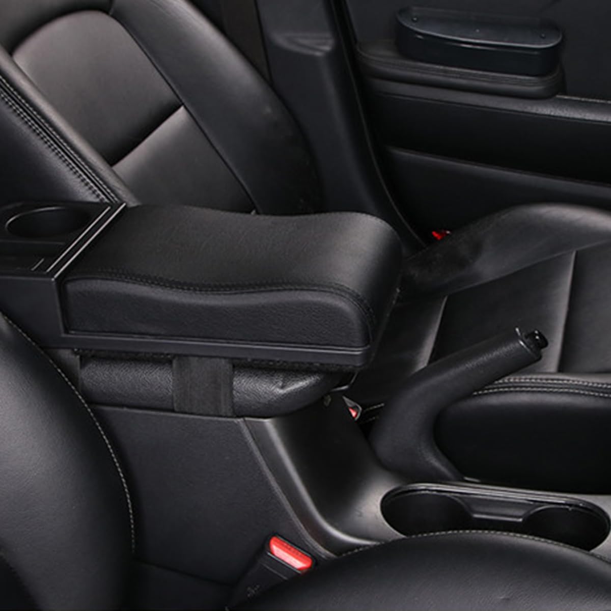 STHIRA Car Armrest for Center Console with 6cm Pad featuring Sliding Design & Dual Storage | Cup and Phone Holder