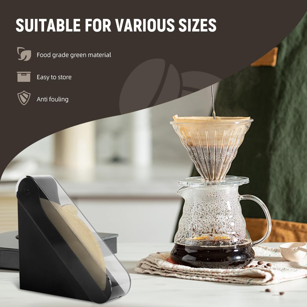 Supvox Coffee Filter Paper Holder for Home and Café Use with Dustproof Lid 132x132mm Capacity | Acrylic Dispenser Organizer