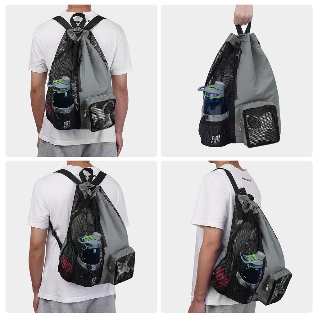 Proberos Gym Bag for Outdoor Activities with Mesh Patchwork Design and Waterproof Pouch 12.6x18.9 in