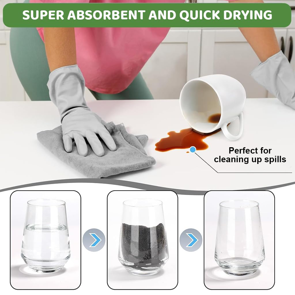 HASTHIP Microfiber Cleaning Cloth Roll for Kitchen with Pre-Cut Tear Away Design 15 Count 25x40cm Grey